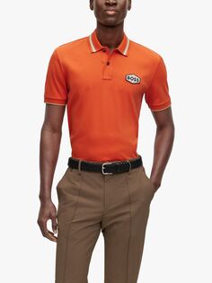 Рубашка-поло Badge BOSS Parlay 194, темно-оранжевая