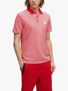 Хлопковая рубашка-поло BOSS Oxford Piqué, ярко-красная