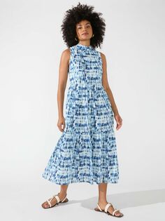 Многоярусное платье-миди с принтом Ro&amp;Zo, синее Ro&Zo