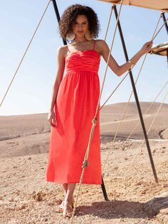 Льняное солнцезащитное платье Ro&amp;Zo с бретелями, красный Ro&Zo