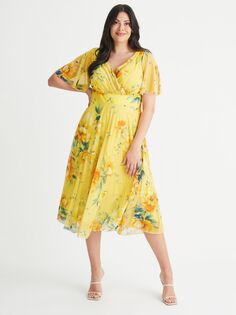 Платье Scarlett &amp; Jo Carole с цветочным принтом, желтый разноцветный