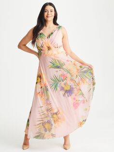 Платье макси Scarlett &amp; Jo Amelia с цветочным принтом, персиковый/разноцветный