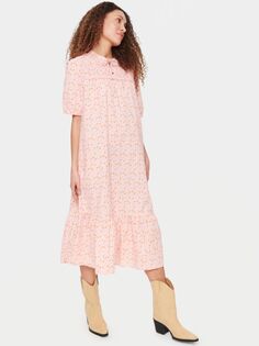 Платье миди из хлопка с цветочным принтом Saint Tropez Urd, розовый тюль