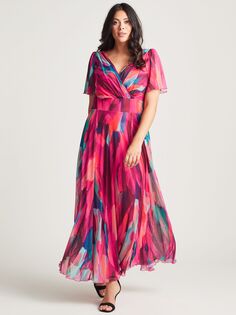 Платье макси Scarlett &amp; Jo Curve Isabelle с абстрактным принтом, зимний розовый