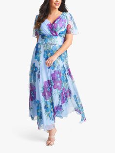 Платье макси с цветочным принтом Scarlett &amp; Jo Isabelle, небесно-голубой