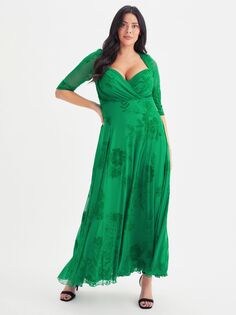 Платье макси из сетки с цветочным принтом Scarlett &amp; Jo Elizabeth, зеленое