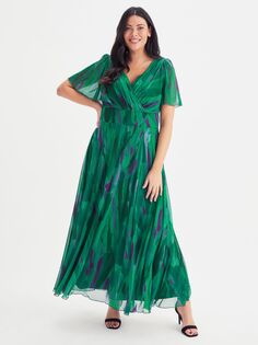 Платье макси Scarlett &amp; Jo Isabelle с абстрактным принтом, зеленая кисть