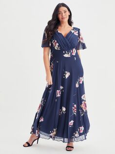 Платье макси с цветочным принтом Scarlett &amp; Jo Isabelle, темно-синий