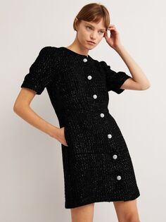 Мини-платье Boden с металлизированной текстурой, черный