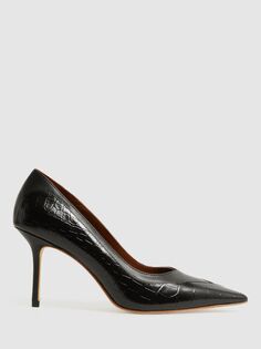 Reiss Gwyneth Кожаные туфли-лодочки на высоком каблуке, черный