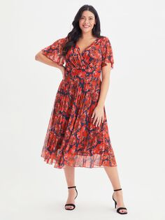 Платье-юбка со складками Scarlett &amp; Jo, Красный/Мульти