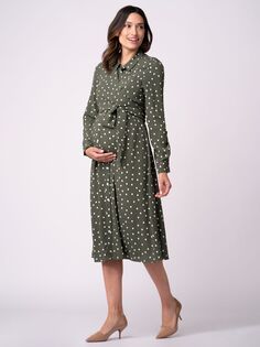 Платье-рубашка для беременных и кормящих мам Seraphine Bless Spot, хаки