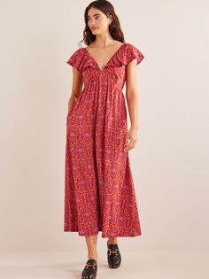 Платье макси из джерси с завязками на спине Boden и абстрактным принтом, Poinsettia