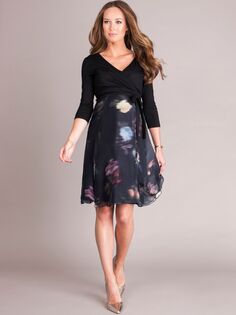 Платье с запахом и цветочным принтом Seraphine Petunia для беременных и кормящих мам, черное