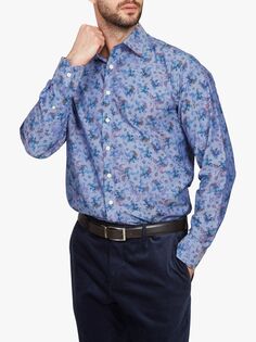 Рубашка Simon Carter с цветочным принтом из шамбре, синий/мульти