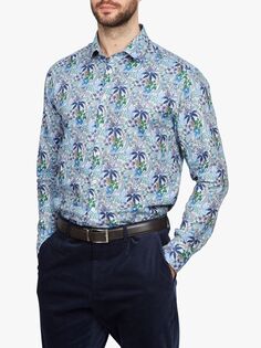 Рубашка Simon Carter Oxford Palms, синий мульти
