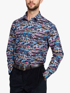 Рубашка с принтом в виде приборной панели Simon Carter, хлопковая винтажная, разноцветная