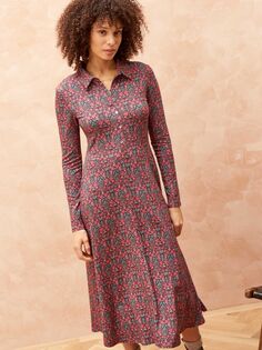 Трикотажное платье-рубашка с принтом Brora Liberty, листья шелковицы