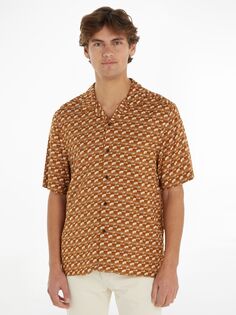 Рубашка для боулинга с абстрактным принтом Calvin Klein, Жженая карамель