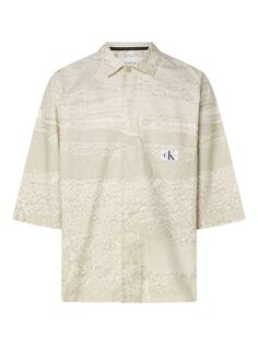 Рубашка оверсайз с коротким рукавом Calvin Klein, бежевая