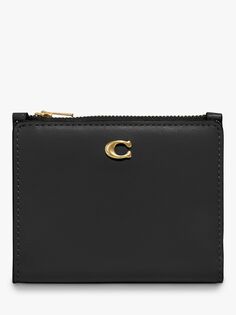 Маленькая кожаная сумка-кошелек Coach, двойное сложение, черная