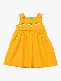 Вельветовое платье Little Green Radicals Baby с радужной вышивкой, желтое