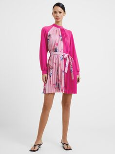 Мини-платье из крепа со складками French Connection Eugine с цветочным принтом, Wild Rosa, однотонный/разноцветный