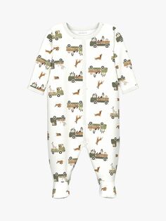 Пижама NAME IT Baby из органического хлопка с принтом собаки, ярко-белый