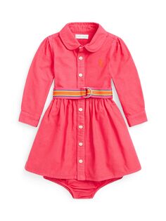 Оксфордское платье-рубашка и комплект шароваров Polo Ralph Lauren Baby Louella, экзотический розовый цвет