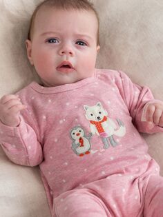Детский комбинезон Purebaby Baby Animal Applique Mini Spot, свекла