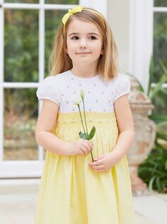 Детское платье с присборенными сборками розового цвета Trotters, лимонный