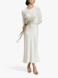 Атласное свадебное платье миди Ghost Mari, цвет слоновой кости