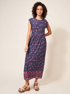 Платье-миди с геометрическим цветочным принтом White Stuff, Фиолетовый/Мульти