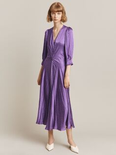 Атласное платье миди с точечным принтом Ghost Louisa, фиолетовое