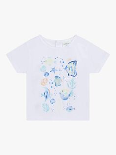Carrément Beau Baby Хлопковая футболка с короткими рукавами Ocean, белый/разноцветный
