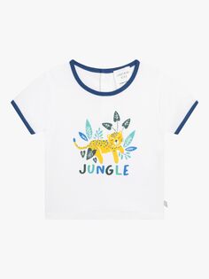 Хлопковая футболка с короткими рукавами Carrément Beau Baby Jungle, белый/разноцветный