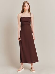 Платье-комбинация из крепового атласа Ghost Sophie, красно-коричневый