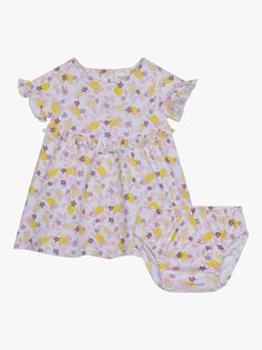Carrément Beau Baby Платье с лимонным принтом и комплект шароваров, белый/разноцветный