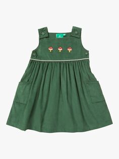 Детское вельветовое платье Little Green Radicals, зеленое