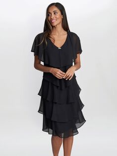 Многоярусное платье Gina Bacconi Bella Georgette, черное