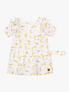 Платье и ободок с лимонным принтом Carrément Beau Baby, белый