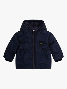 Утепленная куртка с логотипом HUGO BOSS Baby, темно-синяя
