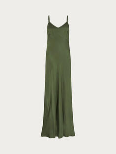 Атласное платье-комбинация Ghost Winnie, зеленое