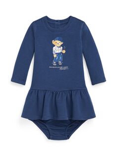Платье и шаровары с рисунком медведя Ralph Lauren Baby, федеральный синий