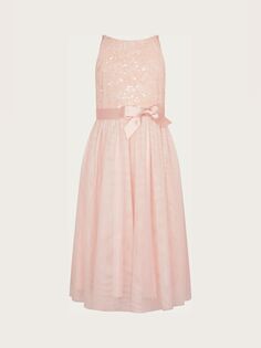 Платье макси с пайетками и бантом Monsoon Truth, розовый