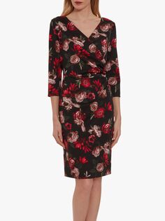 Gina Bacconi Платье с запахом и цветочным принтом Grecia, черный/красный