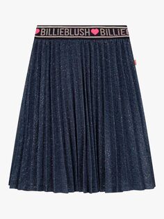 Детская плиссированная юбка Billieblush Metallic, темно-синяя