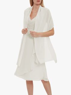 Gina Bacconi Farrah Шифоновое платье с кружевным лифом, Off White