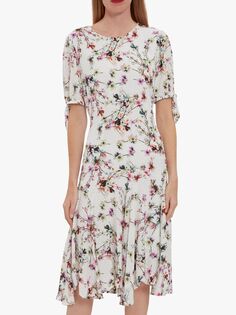 Gina Bacconi Dita Жаккардовое платье миди с цветочным принтом, белый/розовый