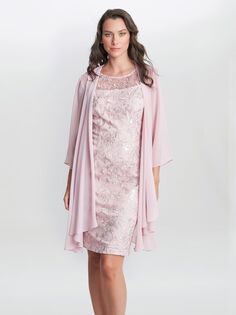 Платье с вышивкой Gina Bacconi Hayley, розово-розовый